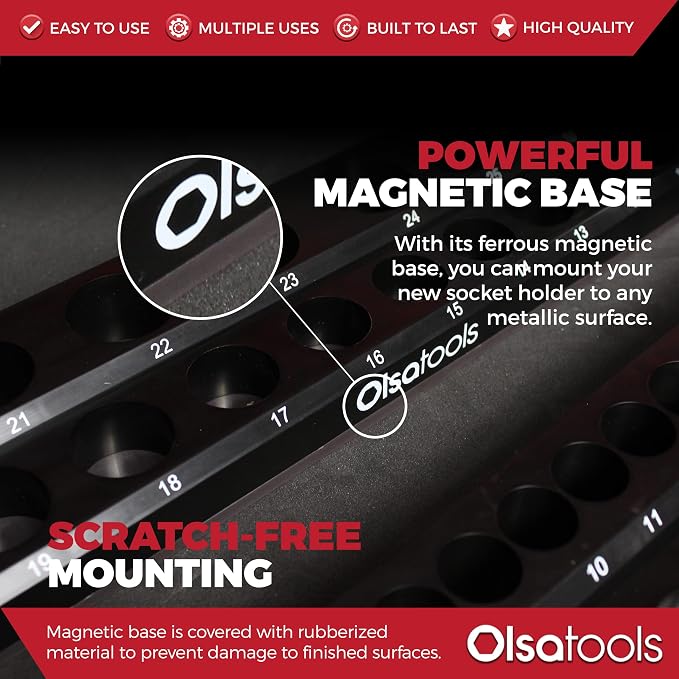 Olsa Tools Magnetic Socket Organizer | 3 Piece Socket Holder Kit | 1/2-Inch - Image 5