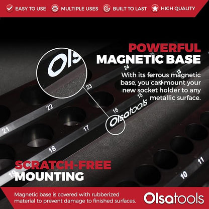 Olsa Tools Magnetic Socket Organizer | 3 Piece Socket Holder Kit | 1/2-Inch - Image 5