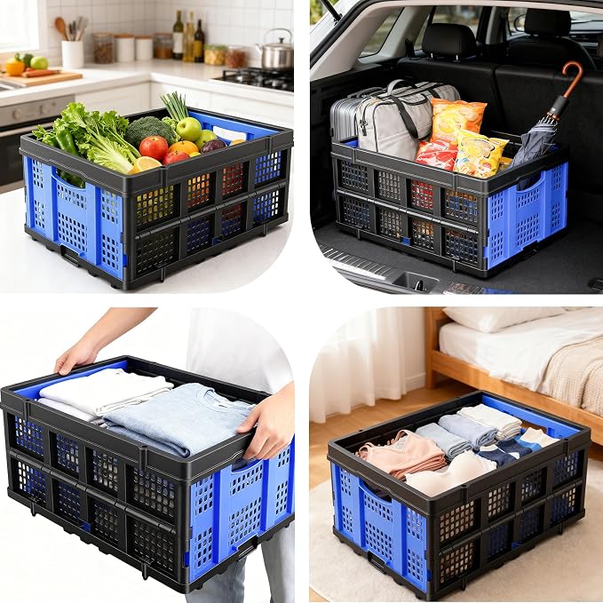 PMMJ 55L Collapsible Crate for Storage, 22”L x 15.8”W x 10.2”H, Heavy Duty PP - Image 7