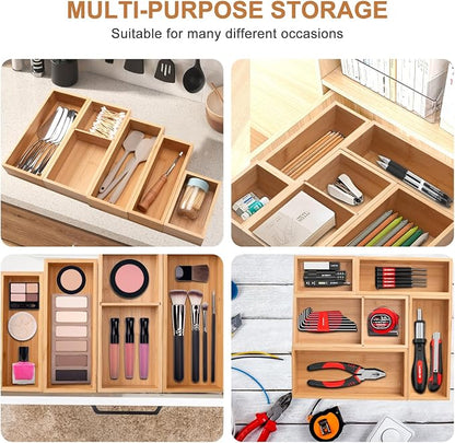 Bamboo Drawer Organizer 5 Pcs for Kitchen Multi-purpose Storage Dividers for - Image 9