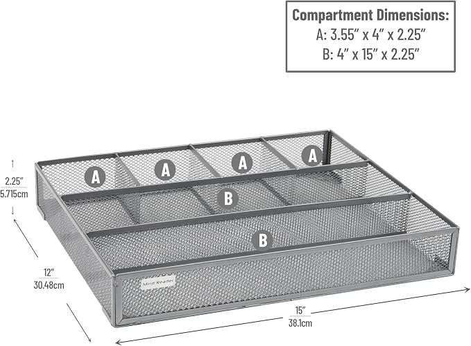 Mind Reader Drawer Organizer, Desk Org, Utensil Organizer, Metal Mesh - Image 3