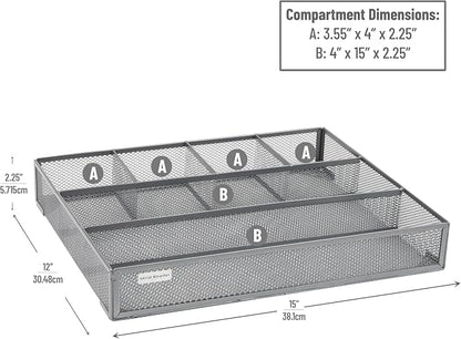 Mind Reader Drawer Organizer, Desk Org, Utensil Organizer, Metal Mesh - Image 3