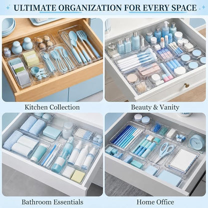 14 Pcs Expandable Clear Drawer Organizer, 3-Size Extendable Drawer Divider - Image 6