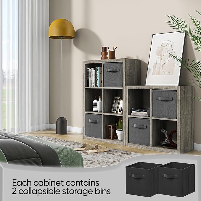 furtble Bookshelf with Storage Bins, 12-Cube Storage Organizer, Modern Wood - Image 5