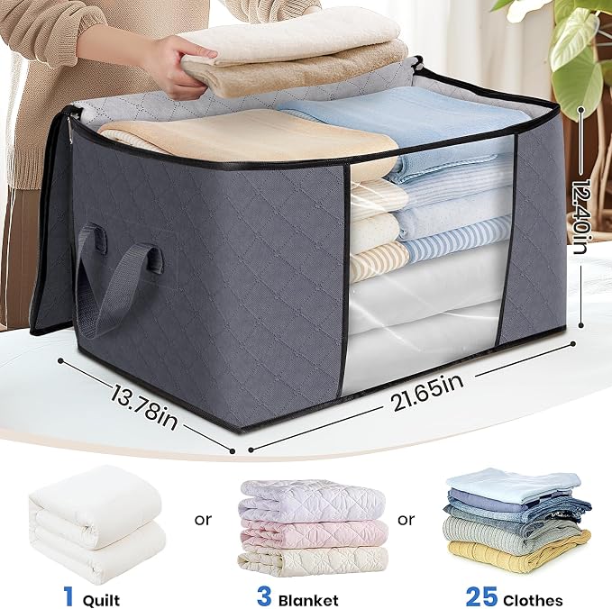 Fab totes Storage Bags, Clothes Blanket Storage Bins Foldable Closet Organizers - Image 2