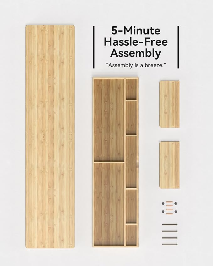 Bamboo Monitor Stand with Large Storage Drawer, 42 Inch Ergonomic Computer Riser - Image 6
