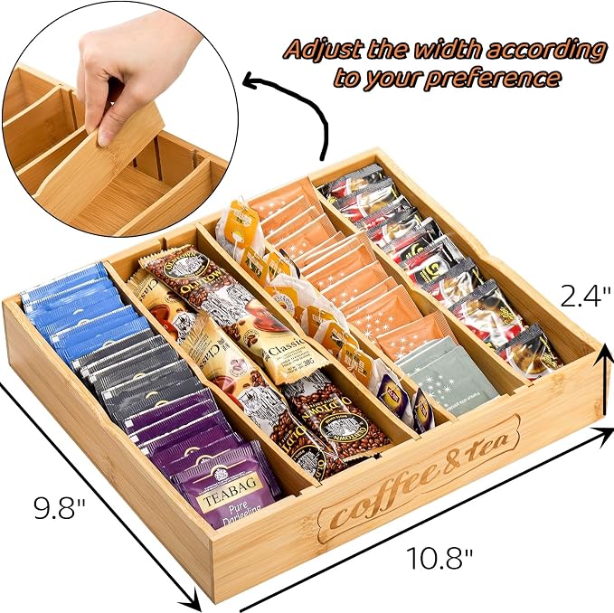 Lyellfe 2 Pack K Cup Holder for Drawers, Bamboo Tea Bag Organizer - Image 2