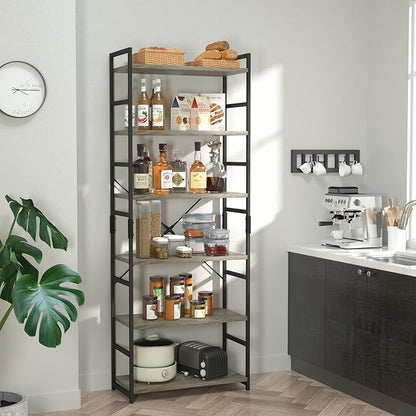 NUMENN 6 Tier Bookshelf, Tall Freestanding Open Storage Bookcase, Support Bars - Image 2