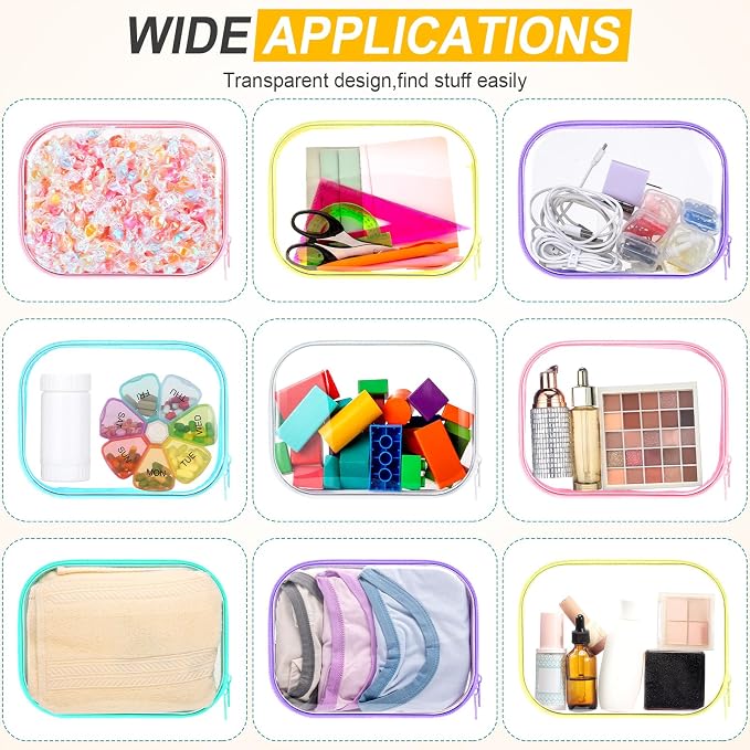 Sanwuta 6 Pcs Clear Hard Zipper Case Hard Plastic Zipper Pouches Transparent - Image 6