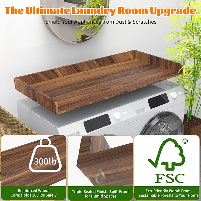 Washer Dryer Countertop, Laundry Room Wood Countertop - Image 3