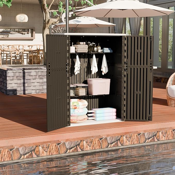 HOMSPARK Outdoor Storage Shed Weather Resistance, Patio Storage Cabinet - Image 5