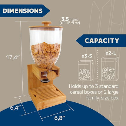 Bamboo Dispenser 3.5Liters, Cereal Dispenser, Storage Container, Snack Bar - Image 5