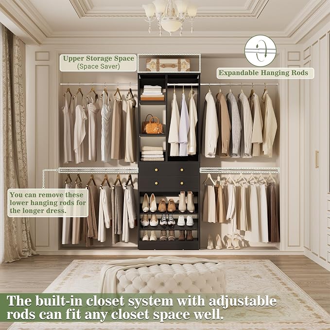 Besiost Closet System, 4.2–8.8 FT Closet Organizer - Image 3