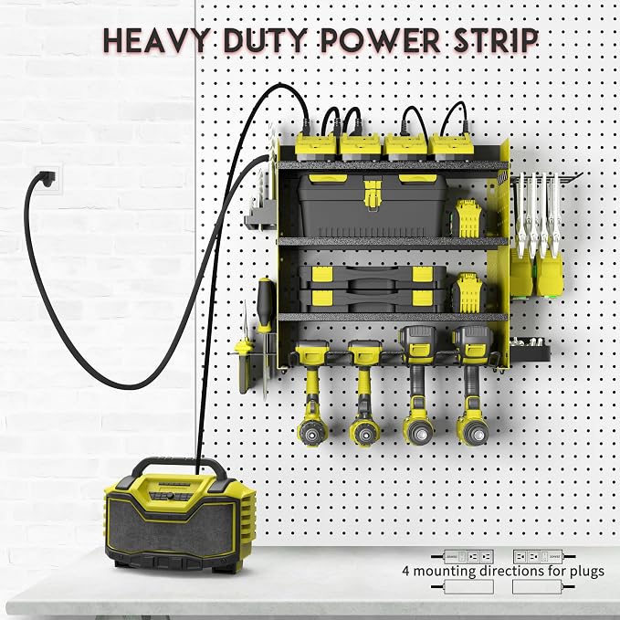 Power Tool Organizer with Charging Station, 4 Layers Drill Holder Wall Mount - Image 5