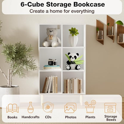 6 Cube Bookcase, Wooden Book Shelf Cube Storage Organizer - Image 5