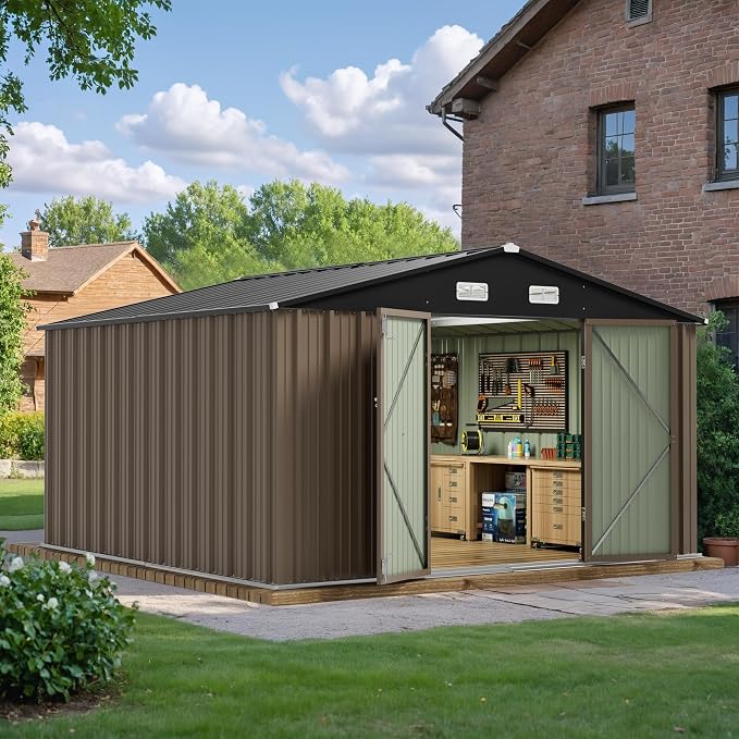 JUMMICO 10 x 10 FT Outdoor Storage Shed, Large Metal Garden Shed & Tool Sheds - Image 2