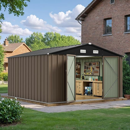JUMMICO 10 x 10 FT Outdoor Storage Shed, Large Metal Garden Shed & Tool Sheds - Image 2
