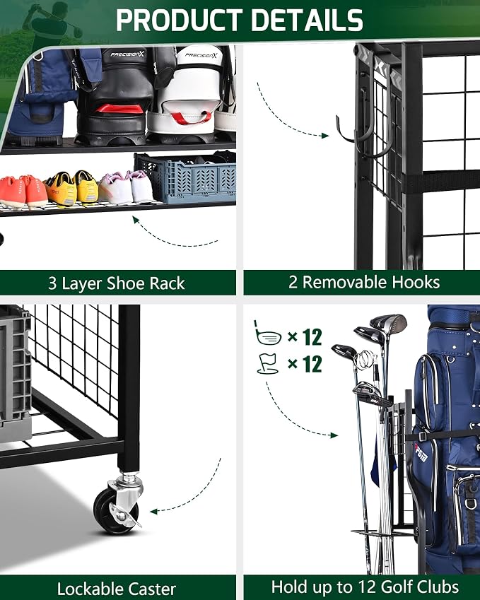 Mythinglogic Golf Bag Storage Organizer, Extra Large Golf Storage Stand - Image 4