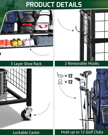 Mythinglogic Golf Bag Storage Organizer, Extra Large Golf Storage Stand - Image 4