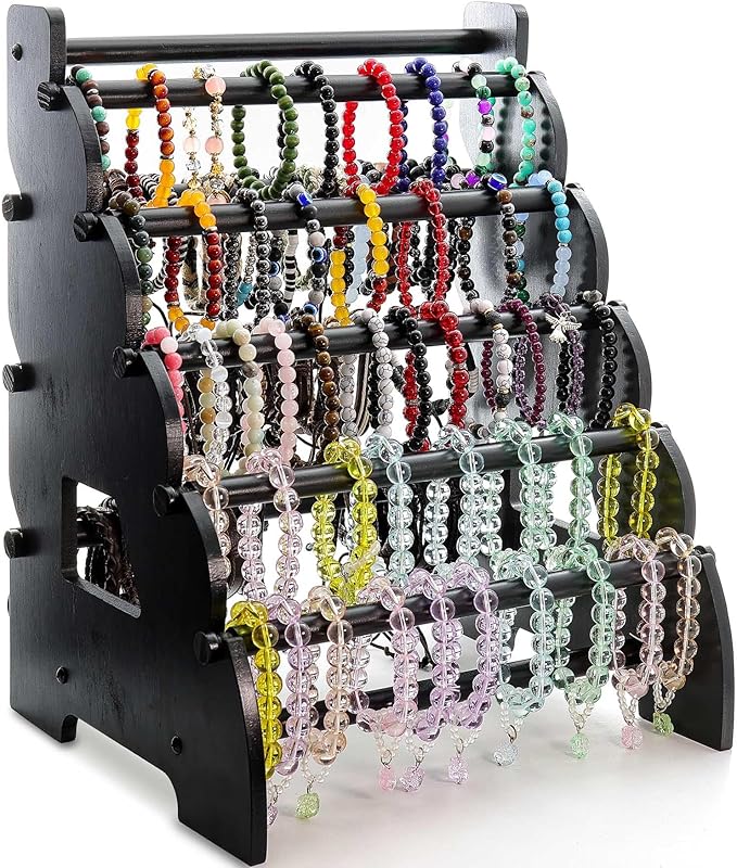 Wooden Bracelet Holder 8 Tier Jewelry Bracelet Display Stand, Portable Organizer by Jewack