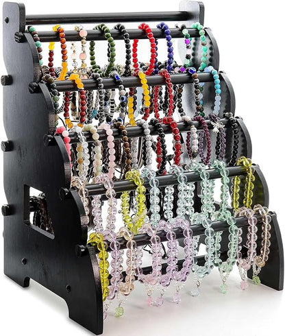 Wooden Bracelet Holder 8 Tier Jewelry Bracelet Display Stand, Portable Organizer by Jewack