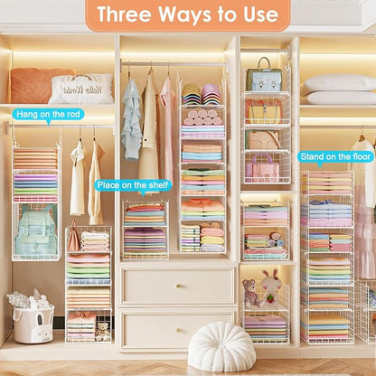 Yuyetuyo 6 Tier Raised-Height Hanging Closet Organizer, Stackable Sweater - Image 6