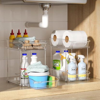 Delamu 2-Tier Under Sink Organizers and Storage, Pull Out Kitchen Pantry - Image 9