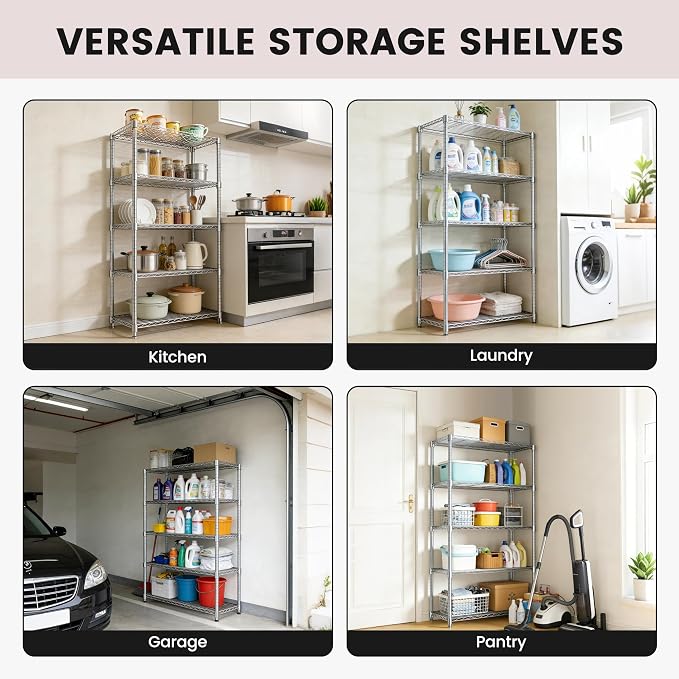 Xcity Storage Shelves, 5 Tier Heavy Duty Metal Shelving Unit, 2000 LBS - Image 7