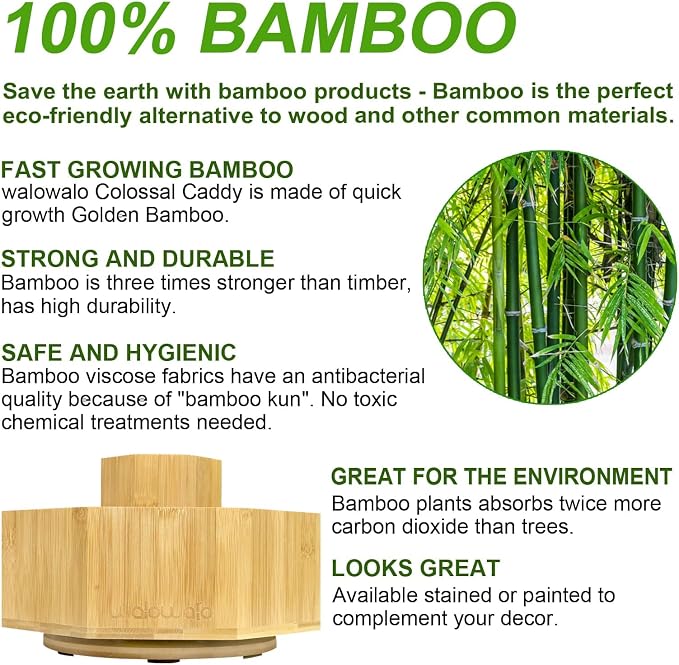 walowalo Bamboo Rotating Art Supply Organizer Caddy Holds 800+ Pencils Spinning - Image 4