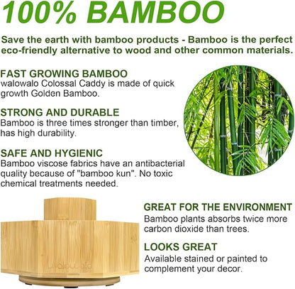 walowalo Bamboo Rotating Art Supply Organizer Caddy Holds 800+ Pencils Spinning - Image 4
