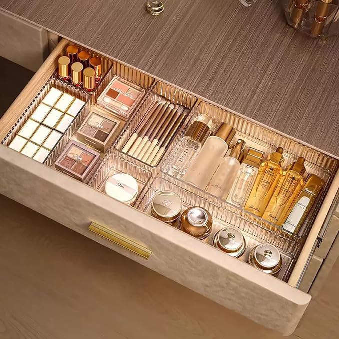 HOTOOLME 14PCS Clear Drawer Organizers Bins, 4 Size Clear Makeup Drawer - Image 2