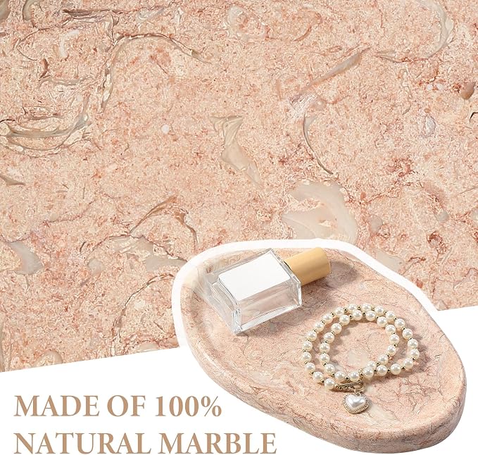 Koville Luxurious Natural Pink Marble Vanity Tray, Cloud Shape Serving Stone - Image 4