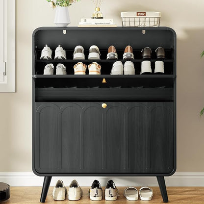Decofy Shoe Cabinet with 2 Flip Drawers, Expanded Panel - Image 8