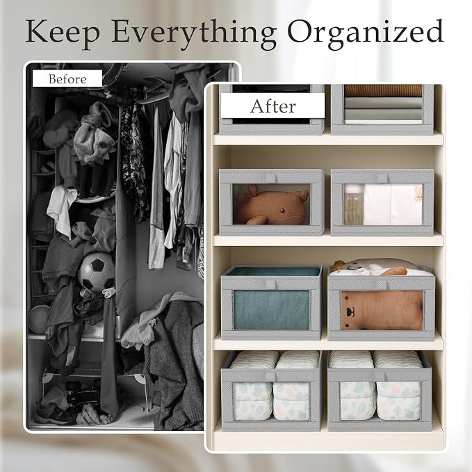 Criusia 4 Pack Linen Closet Organizers and Storage, Closet organizer Large - Image 2