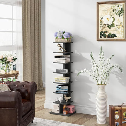 TUTOTAK Book Shelf, Narrow Spine Bookshelf, 8-Tier Bookcase - Image 4