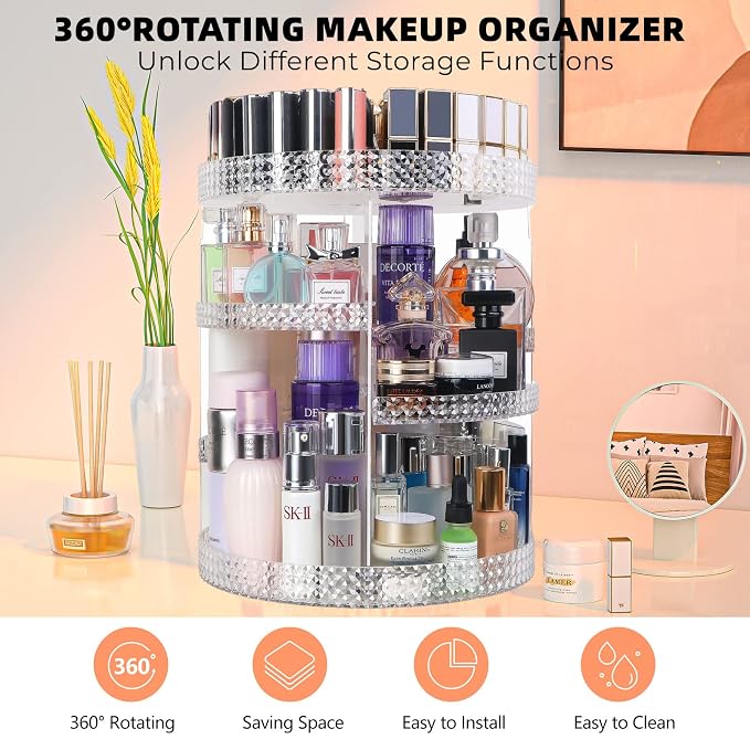 360 Degree Rotating Makeup Organizer, Extra Large Capacity Perfume Organizer - Image 7