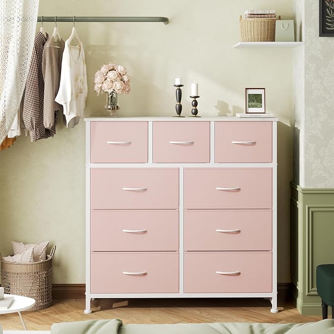 OLIXIS 9 Drawer Pink Dresser for Bedroom, Closet Organizers and Storage | Tall - Image 2