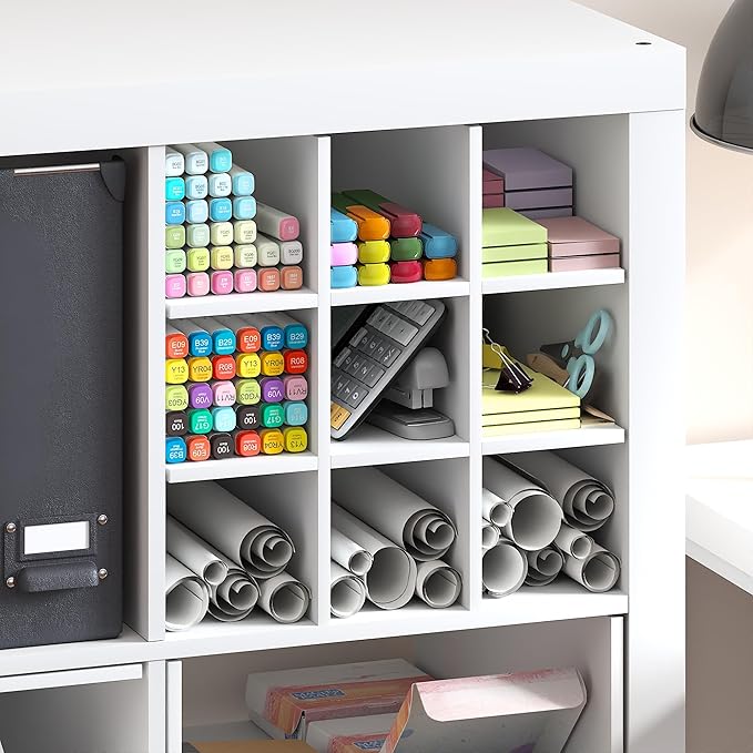 Furinno Cubicle Cube Insert, 9-Compartment Cube Organizer, Geometric Shelf - Image 4