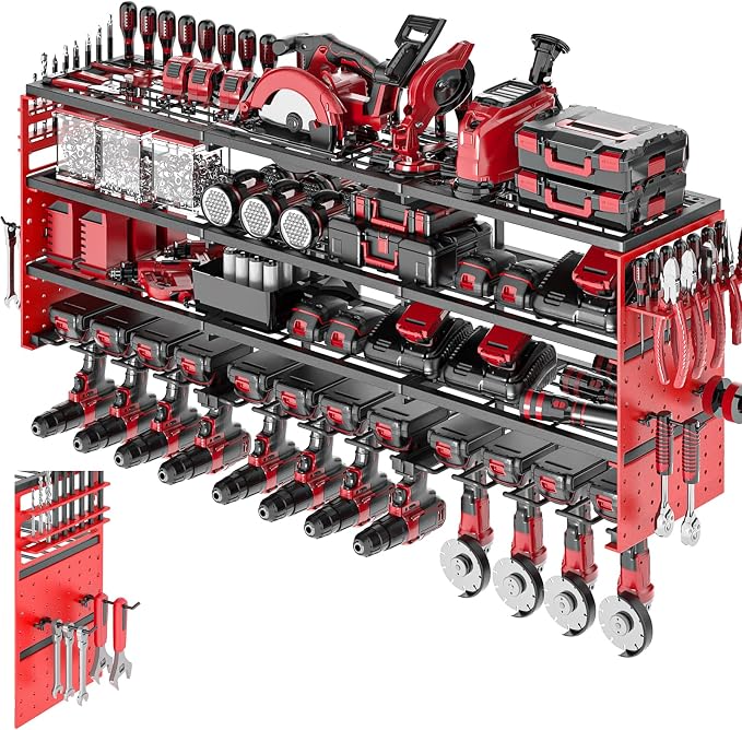 Power Tool Organizer Wall Mount, Cordless Drill Hanger Storage Rack 8 Drill by ODSNANIE