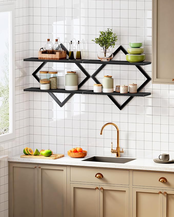 CHOEZON Floating Shelves, 2-Tier Hanging Shelves, Wall Shelf Set of 2, Wall - Image 7