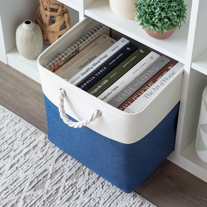 OrganiHaus 13x13 Cube Storage Bins 4 Pack, Foldable Cube Storage Organizer w/ - Image 4