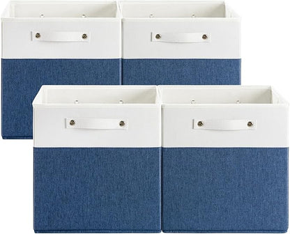 FinishingBo 13x13x13 Storage Cube Bins 4 Pack, Cube Shelf Baskets | Foldable by SimplifySpaceSimplifyLife