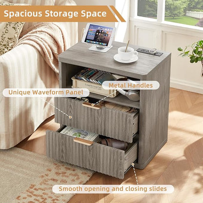 LEYAOYAO Fluted Farmhouse Nightstand Set of 2 - Image 7