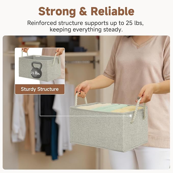 StorageWorks Storage Baskets for Shelves, Foldable Fabric Closet Storage Bins - Image 6