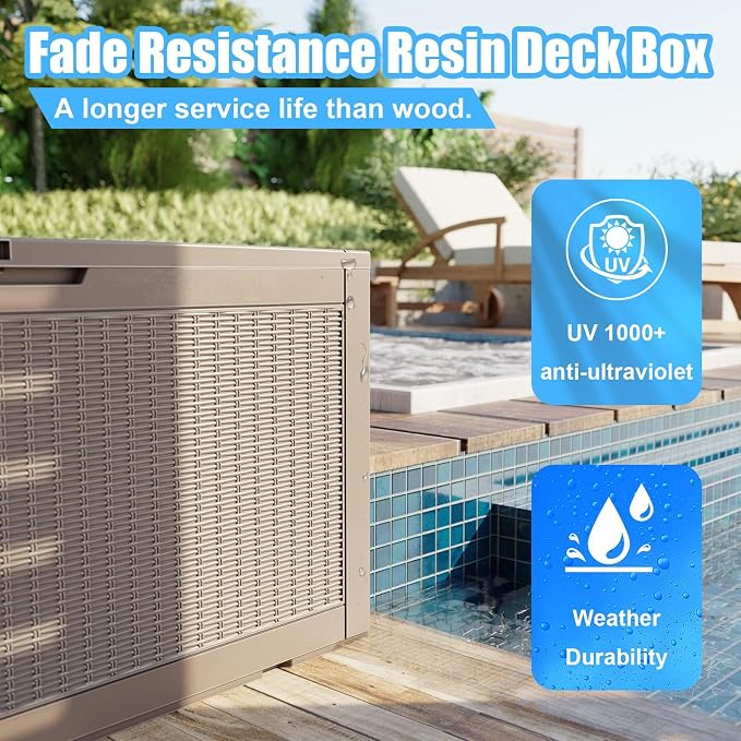 ROJIK 110 Gallon Deck Boxes Outdoor Waterproof, Weatherproof Outdoor Storage - Image 5