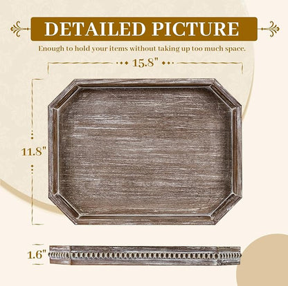 MAONAME Wood Serving Tray, Farmhouse Wooden Tray - Image 2