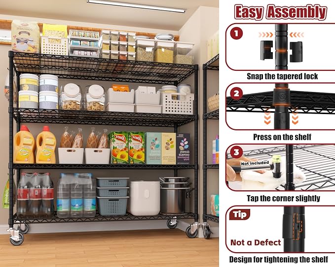 PrimeZone 3 Packs 55.5" W x 24" D x 80" H Heavy Duty Wire Storage Shelves - Image 7