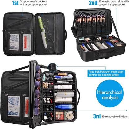 Relavel Makeup Case Large Makeup Bag Professional Train Case 16.5 inches Travel - Image 4