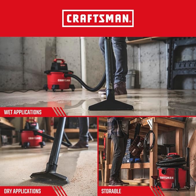 CRAFTSMAN CMXEVBE17584 6 Gallon 3.5 Peak HP Wet Dry Vac, Portable Shop Vacuum - Image 4