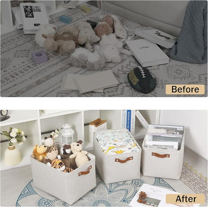 HNZIGE Large Fabric Storage Basket Organizers, Foldable Decorative Shelf Baskets - Image 4